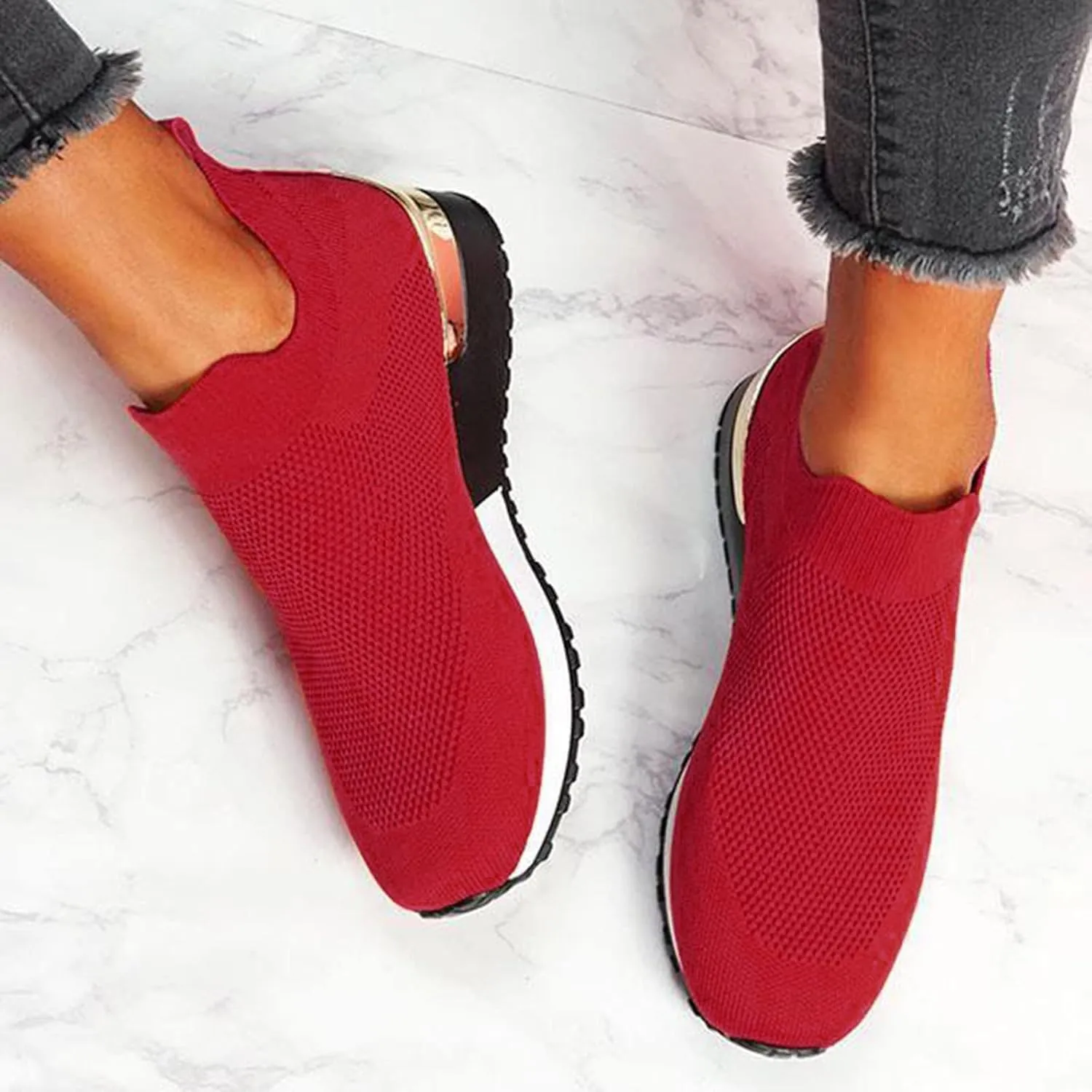 ZSpzx Womens Walking Shoes Sock Tennis Air Cushioned Mesh Flat Breathable Running Sneakers Ladies Fashion Casual Boat Shoes Comfy Slip On Arch Support Lightweight Slip On Shoe for Outdoor Indoor